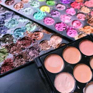 a close up of a palette of makeup